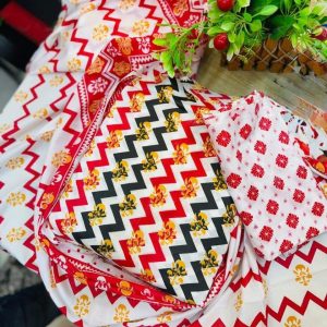 ট্রেন্ডি থ্রি পিস লাল হলুদ